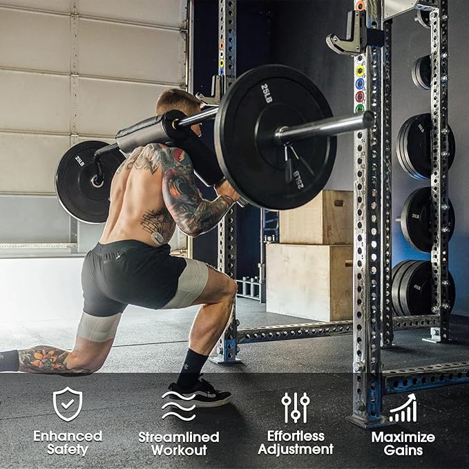 Mikolo Squat Rack Magnetic Position Markers - Power Cage Attachment, for J-Hooks and Spotter Arms (1" Holes)