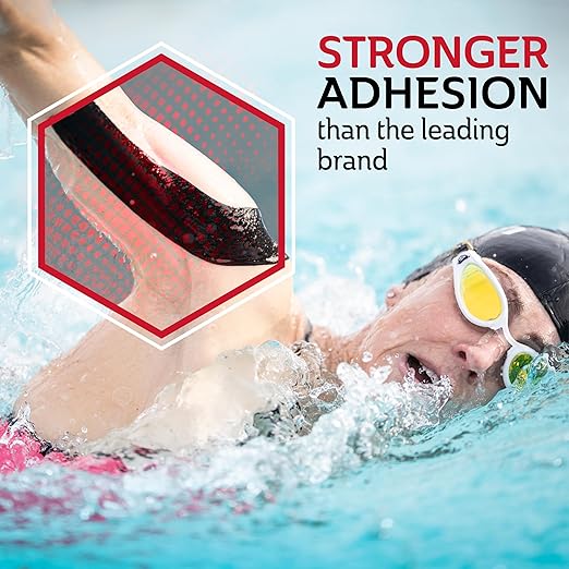 CURAD Performance Series IRONMAN Kinesiology Tape, Pain Management Technology, Sweat & Water-Resistant Athletic Tape, Compression Support for Joints & Muscles, Black, 2 x 10 inches, 1 Roll (20 Strips)