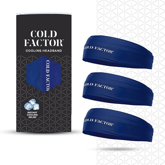 COLD FACTOR Instant Cooling Headband 3 Pack | Advanced Evaporative Comfort for Sports & Outdoor | UPF 50+ Protection | Long-Lasting Coolness | Ideal for Fitness, Hiking, Yoga, & Running