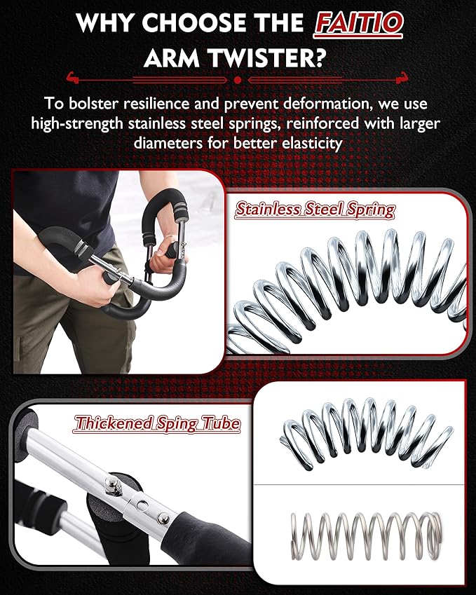 Twister Arm Exerciser, Adjustable Spring Workout Bar, Forearm Triceps Chest Inner Thigh Muscle Enhanced Exercise Strengthener, Upper Body Strength Builder Trainer, Home Fitness Equipment