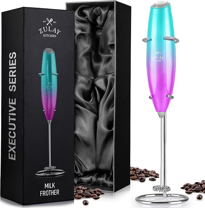 ZK Exec Series UV Milk Frother - Teal Pink Fade w Silver OG Stand