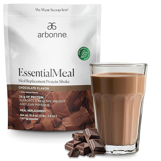 Arbonne EssentialMeal Meal Replacement Shake - Protein Shake, Vegan Protein Powder, Complete Daily Nutrition, Chocolate