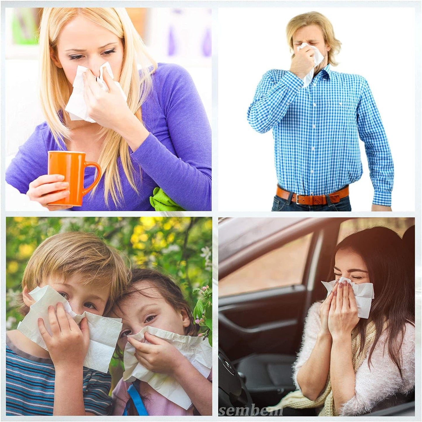 Car Tissue Refill, Tissues Travel Size Pack for Car or Purse, 15 Packets, 450 Sheets, Soft and Comfortable