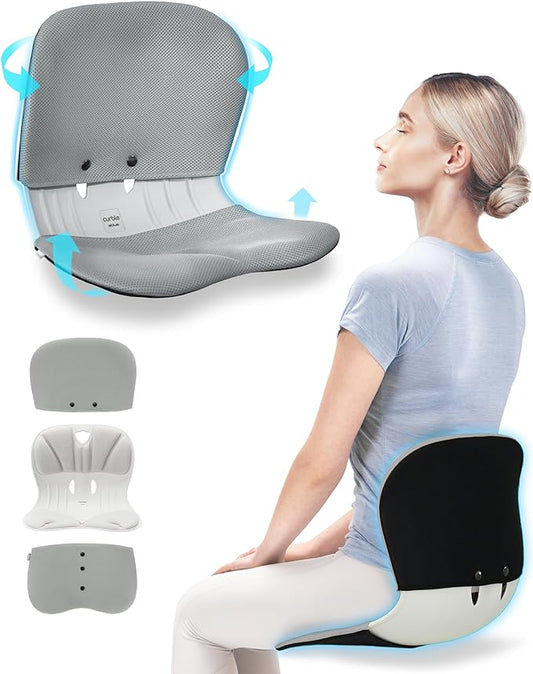 curble Wider(Standard Wide) Cover Set – Lower Back Support Chair with Detachable Cover, Lumbar Support Back Posture Corrector, Back Pain Relief (Set Grey)
