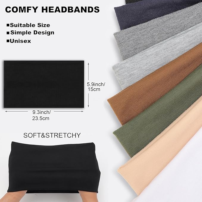 DRESHOW Wide Headbands for Women Elastic Turban Hair Bands Boho Head Bands for Women's Hair Non-Slip Yoga Workout Hairband Girls Accessories 4 Pack