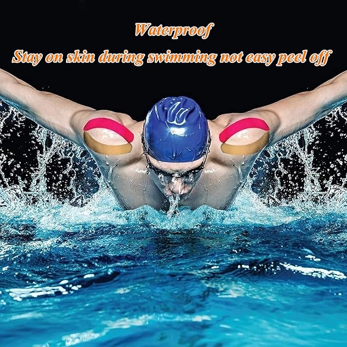 3 Rolls Kinesiology Tape Precut, Athletic Sports Tape Adhesive for Muscles Ankle Neck Knee Shoulder Promotes Recovery and Providing Support, (Total 60 Precut Strips Red)