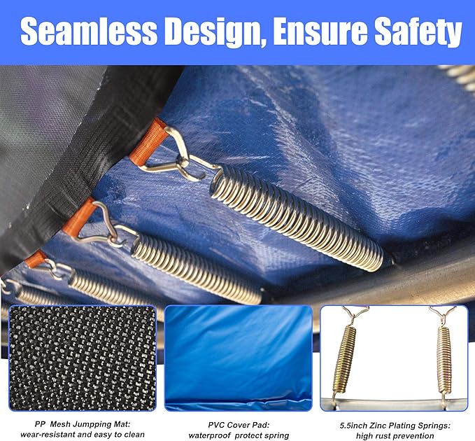 TRY & DO 10FT 12FT Trampoline for Kids and Adults - Outdoor Recreational Jump Bounce Trampoline with Enclosure Net and Ladder and Spring Pad - Family Fun Healthy Time