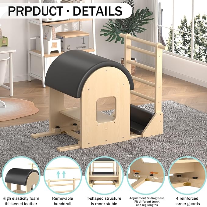 Pilates Ladder Barrel, Wooden Spine Corrector Pilates Machine for Home Workout, Pilates Arc for Balance, Core Strengthening and Stretching-9T2pw9