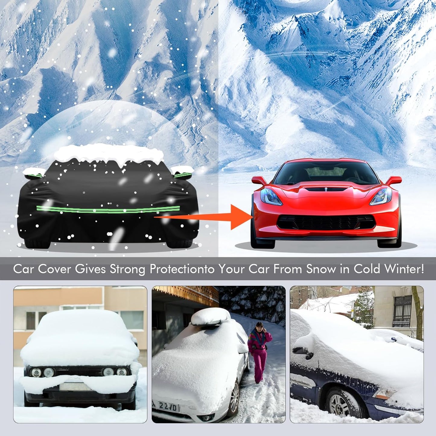 for Corvette 2014-2019 C7 Car Cover 210D Outdoor Waterproof UV Protection, with Cotton Layer, Zipper Door, Reflective Strip, Storage Bag, for Chevy C7