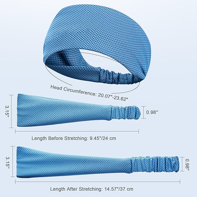 Sukeen Cooling Headband for Men Women, Instant Cooling Running Headband, Sweat Headbands for Workout, Sports Headbands for Yoga, Golf, Gym, Camping, Tennis, 20 inches