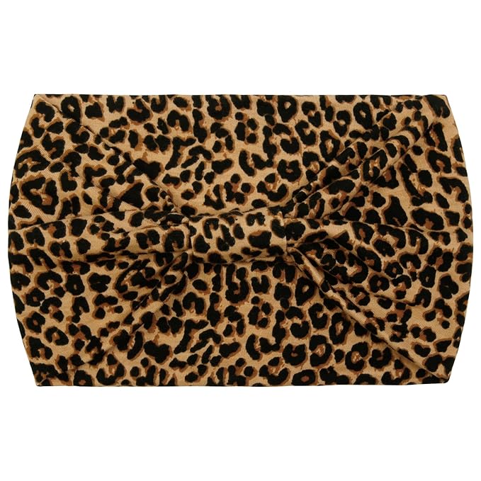 Wide Headbands for Women Black Stylish Head Wraps Boho Thick Hairbands Large African Leopard Printed Sport Yoga Turban Headband Hair Accessories (Pack of 4)