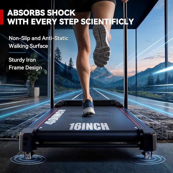 8.7MPH Incline Treadmill for Running and Walking, 3.5HP Quiet BLDC Treadmills for Home with Double Deck Technology, 350 lbs Weight Capacity, APP, Heart Rate