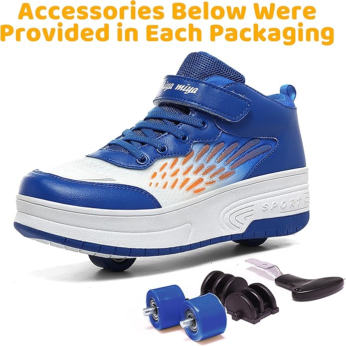 Wooowyet Roller Skate Shoes for Kids Boys Girls Rechargealbe Wheels Sneakers Fashion Roller Wheeled