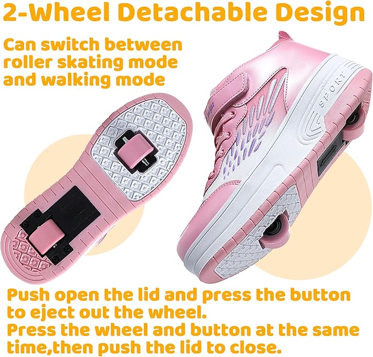 Wooowyet Roller Skate Shoes for Kids Boys Girls Rechargealbe Wheels Sneakers Fashion Roller Wheeled