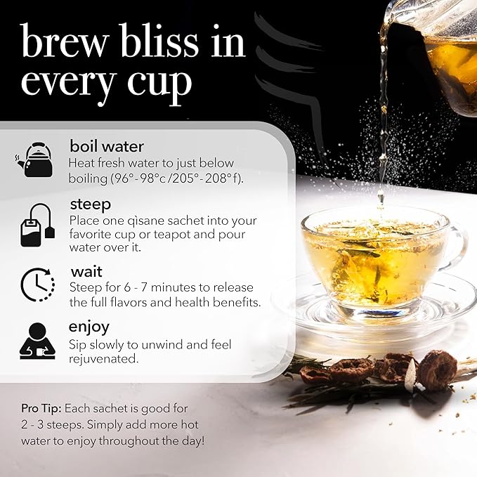 qìsane Organic Hibiscus Tea Bags with Mandarin Peel - Loose Leaf Hibiscus Tea, Organic Licorice Root, Cassia Seeds - Tangy Citrus Flavor to Help Support Strain and Tension - 10 sachets (~30 cups)