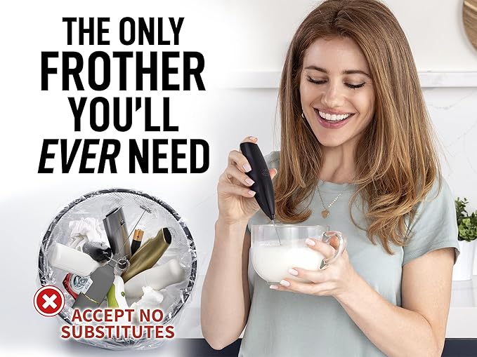 Zulay Executive Series Ultra Premium Gift Milk Frother For Coffee with Deluxe, Radiant Finish - Coffee Frother Handheld Foam Maker - Electric Milk Frother Handheld For Lattes Premium UV Black