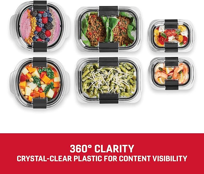 Rubbermaid Brilliance® Round and Rectangular Leak Proof Food Storage Containers, 12 Piece Set