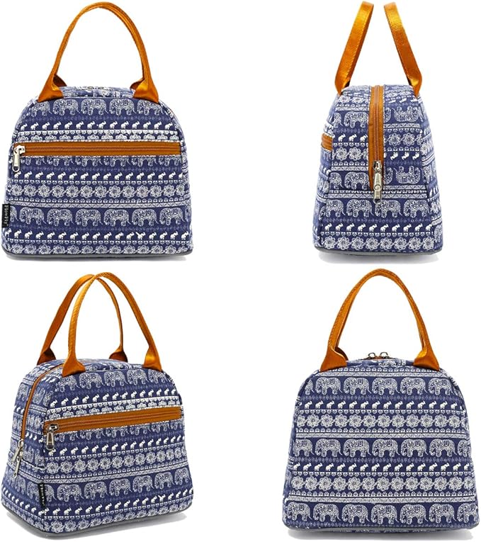FlowFly Insulated Lunch Cooler Bag - Tote Bag Organizer for Women/Men, Elephant