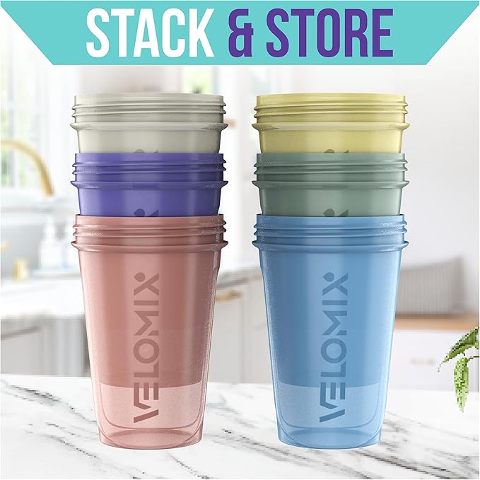 '-6 PACK- 20 OZ Protein Shaker Bottles for Protein Mixes, Shaker Cups for Protein Shakes, Small Shaker Bottle Pack, Shaker Cup, Shakers for protein Shakes (Pastel Shades - 6 Pack)