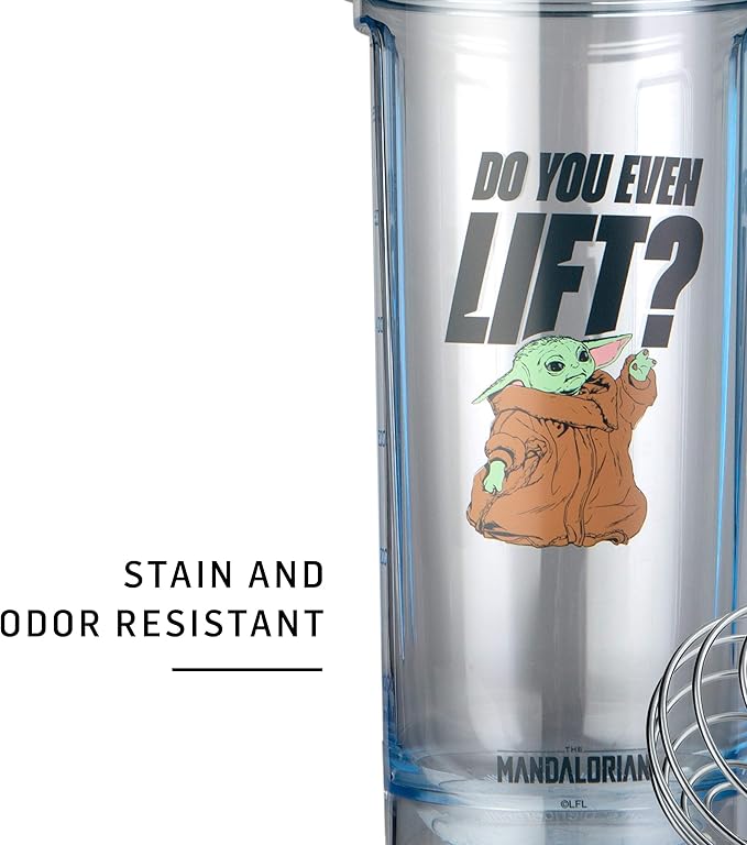 BlenderBottle Star Wars Shaker Bottle Pro Series Perfect for Protein Shakes and Pre Workout, 28-Ounce, Mandalorian & Child