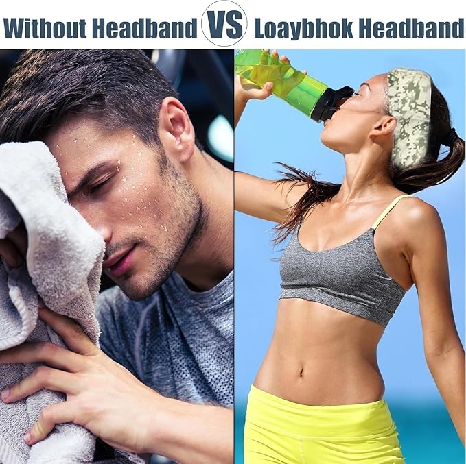 Sweat Headbands for Men,6 Pack Workout Sports Hairband for Gym, Ideal for Fitness,Running,Cycling,Hike