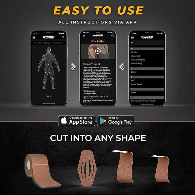 Kinesiology Tape-Incredible Support for Athletic Sports and Recovery + Free Taping Guide - Pre-Cut 2 inch 16.4 feet (Desert Beige (Brown) + Free Taping Guide, 1 Pack)