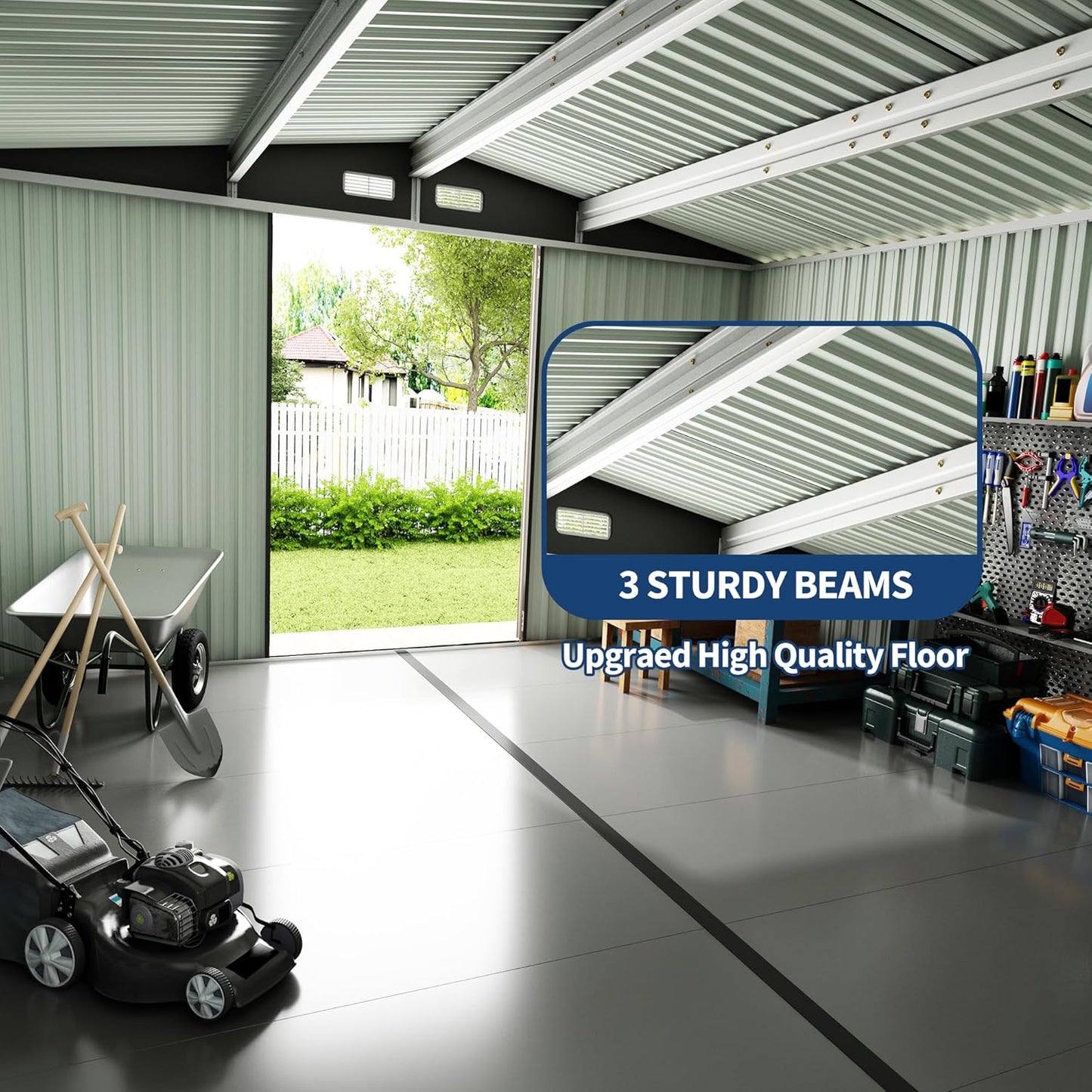 10x12 FT Metal Storage Sheds Outdoor, Metal ToolShed with Lockable Door, Metals Yard Sheds Metals Garden Shed Kit, MetalUtility Sheds Buildings with Air Vent for Backyard Garden Patio Lawn