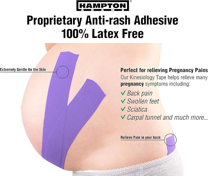 Hampton Adams | As Seen on Shark Tank | Elastic Kinesiology Tape (2-Pack) | Uncut Athletic Tape Supports & Protects Muscles Knees Shoulders & Plantar Fasciitis | Waterproof Hypoallergenic (Purple)