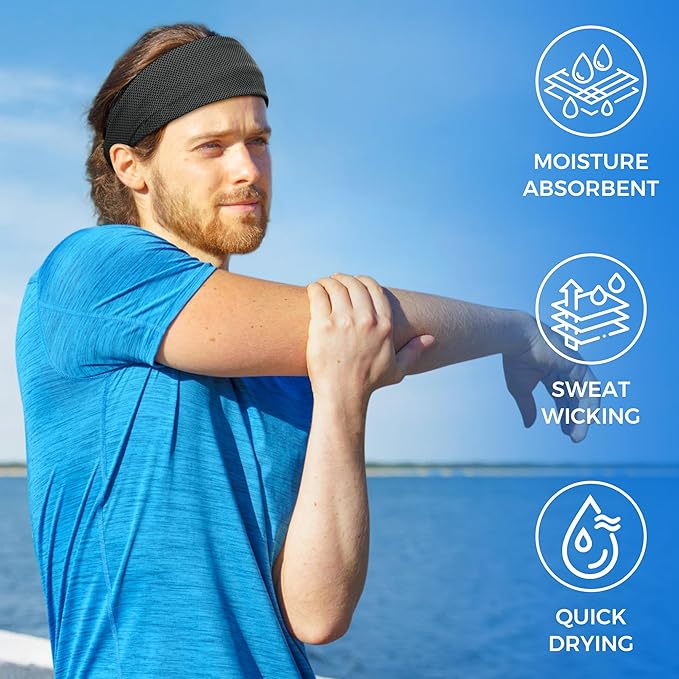 Sukeen Cooling Headband for Men Women, Instant Cooling Running Headband, Sweat Headbands for Workout, Sports Headbands for Yoga, Golf, Gym, Camping, Tennis, 20 inches