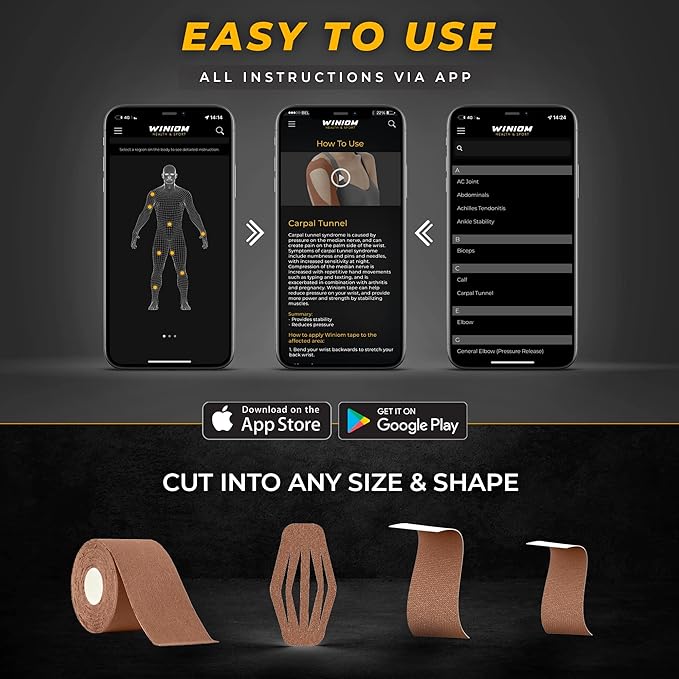 Kinesiology Tape-Incredible Support for Athletic Sports and Recovery + Free Taping Guide - Pre-Cut 2 inch 50 feet (Desert Beige (Brown) + Free Taping Guide, 1 Pack)