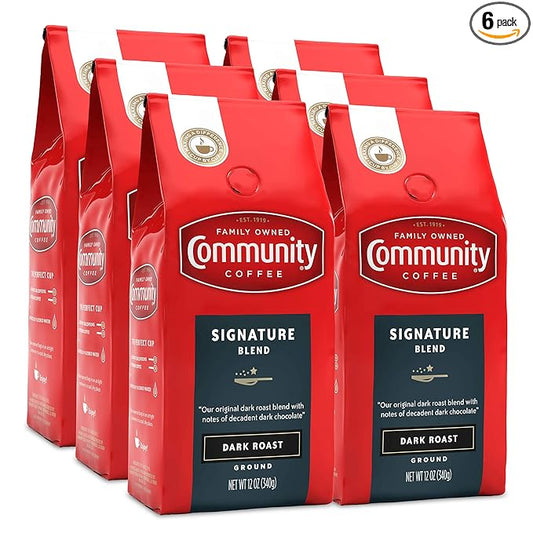 Community Coffee Community Coffee - Signature Blend Dark Roast - Premium Ground Coffee - 12 oz Bag (Pack Of 6), Signature Blend Dark, 72 oz (Pack of 6)