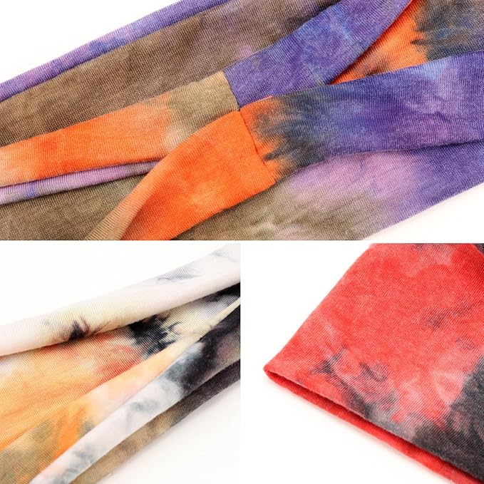 DRESHOW 6 Pack Yoga Sports Headbands for Women Elastic Non-Slip Printed Headbands Running Workout Hair Bands