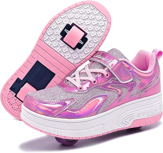 Wooowyet Roller Skate Shoes for Kids Boys Girls Rechargealbe Wheels Sneakers Fashion Roller Wheeled