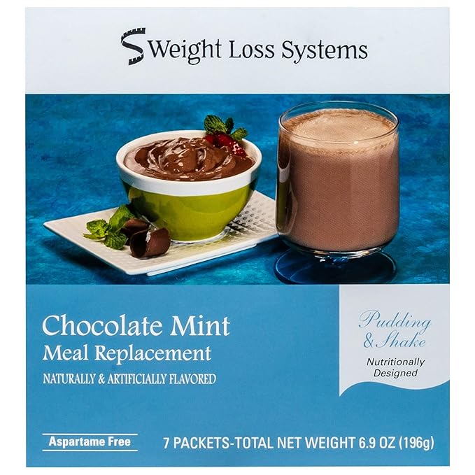 Weight Loss Systems Pudding and Shake Aspartame Free - Chocolate Mint (7/Box) - High Protein - Low Calorie - Low Fat - Low Carb