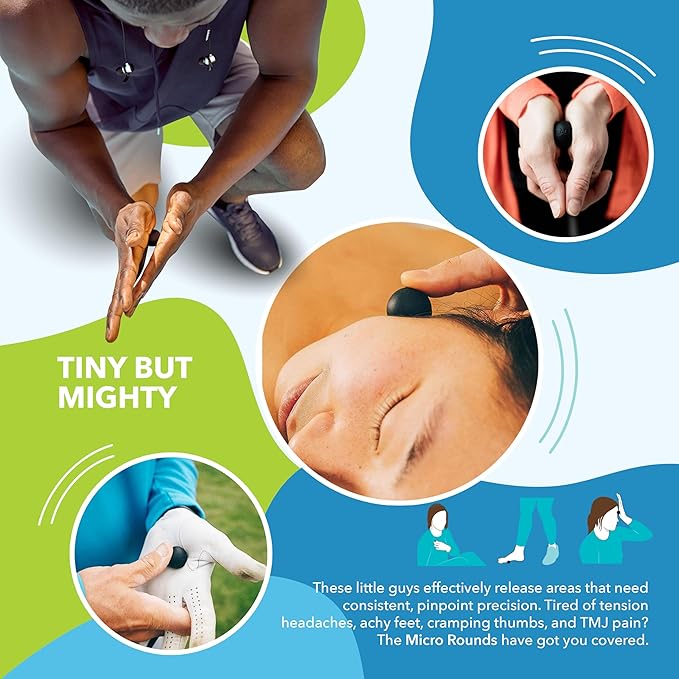 RAD Micro Rounds – Firm Yoga Deep Tissue Massage Ball Set – Myofascial Release Balls for Feet, Plantar Fasciitis, Jaw & Hands – Trigger Point & Mobility Therapy (3-Pack)