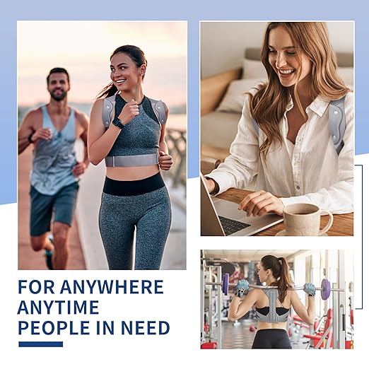 FORTEMOTUS Posture Corrector for Women Men - Back Straightener with Armpit Pad, Adjustable Posture Corrector Women Men, Upper & Lower Back Pain Relief, Targets Scoliosis, Hunchback, Hump, Thoracic, Spine,M Size,Grey
