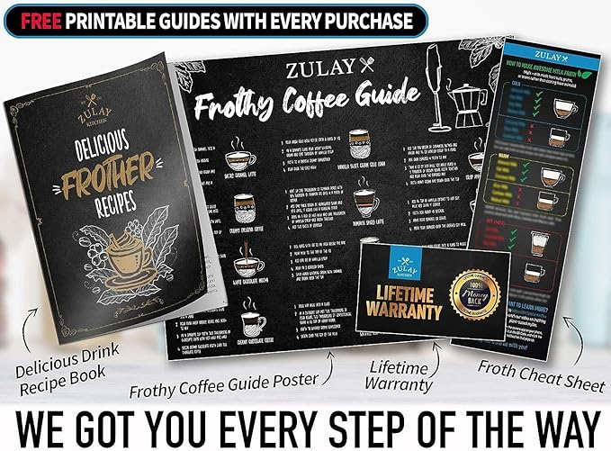 Zulay Powerful Milk Frother With Upgraded Titanium Motor - Handheld Electric Whisk for Coffee, Latte, Matcha - Mini Mixer and Blender for Frappe - No Stand - Quartz