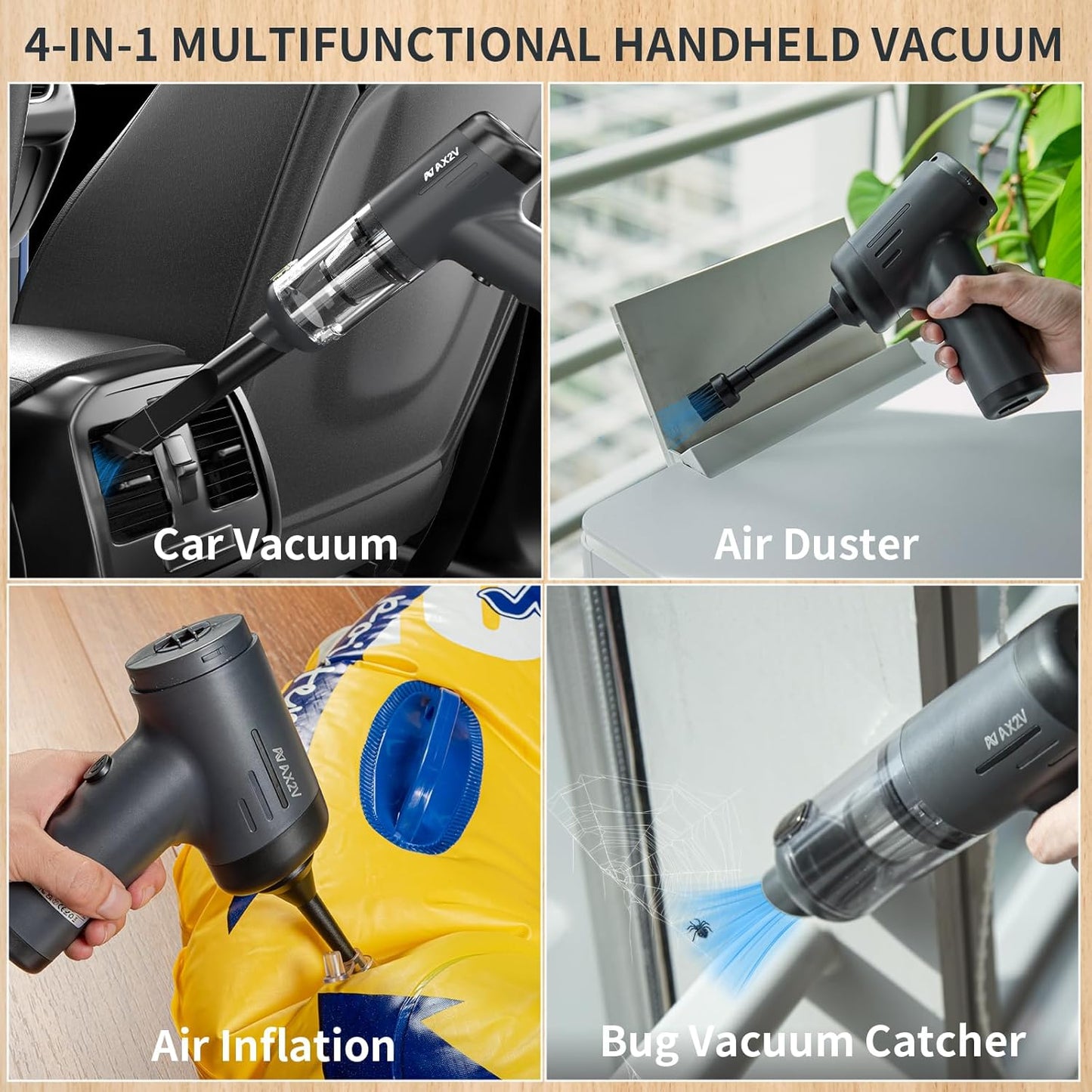 2-in-1 Car Vacuum&Air Duster,80W/16kpa/12KRPM/30 Mins,High Powerful Dust Cleaner Portable Cordless Vacuum Pro,Compressed Air Blower,Lightweight Rechargeable Handheld Mini Vacuum for Car/Home/Office