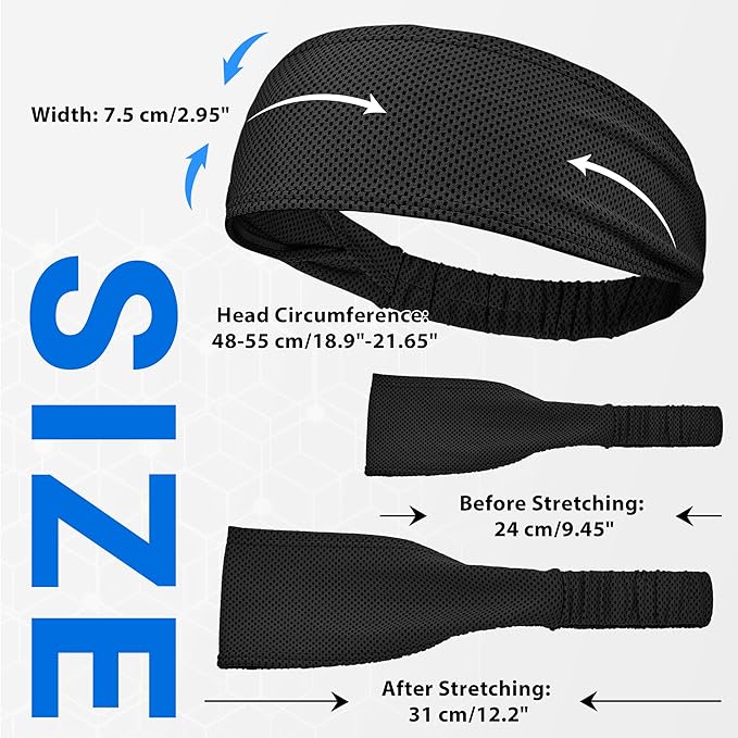 Sukeen Cooling Headbands for Women, Instant Cooling, Moisture Wicking Non-Slip Sweatbands for Women, Elastic Sweat Bands Headbands for Running Yoga Gym Athletic Sports Workouts