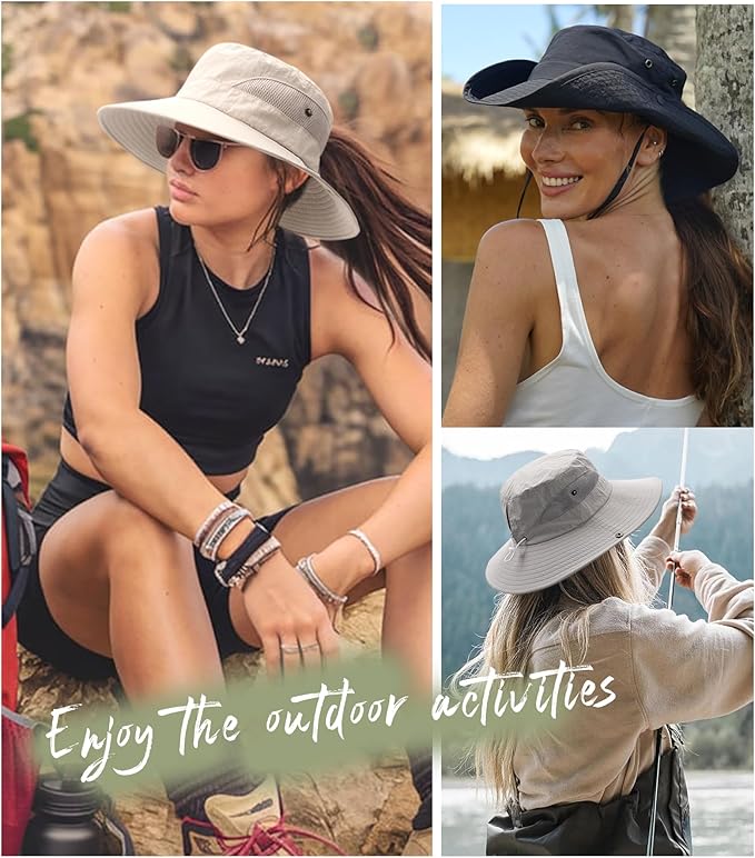 FURTALK Womens Sun Hat with Ponytail Hole Beach Hiking Summer Wide Brim UPF 80+ Outdoor Protection Foldable Bucket Hat