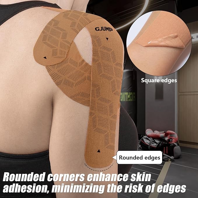 Kinesiology Tape, Original Cotton Elastic Athletic Tape for Muscle Strain Relief & Joint Support, 40 Count Precut Strips 2 Rolls, Waterproof & Breathable Sports Tape for Support and Recovery