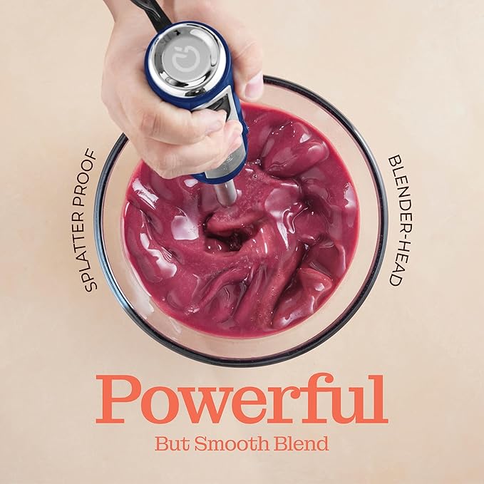 Powerful Immersion Blender, Electric Hand Blender 500 Watt with Turbo Mode, Detachable Base. Handheld Kitchen Blender Stick for Soup, Smoothie, Puree, Baby Food, 304 Stainless Steel Blades