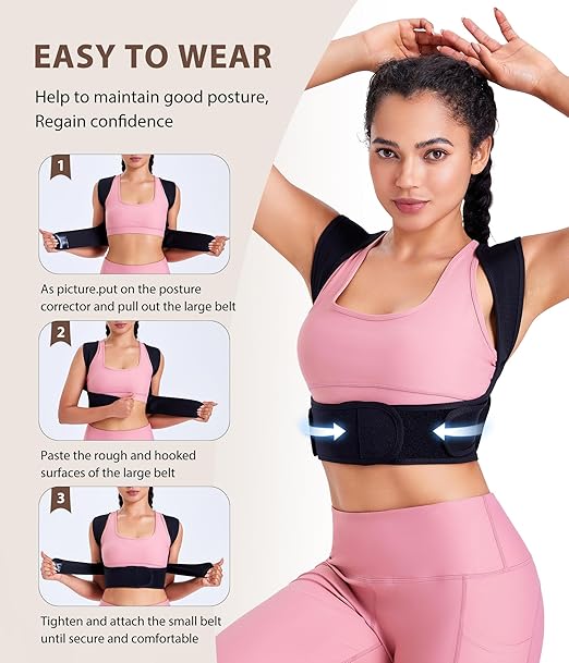URSEXYLY Posture Corrector for Women Adjustable Upper Back Brace Posture Support Back Straightener Pain Relief(M/L,Black)
