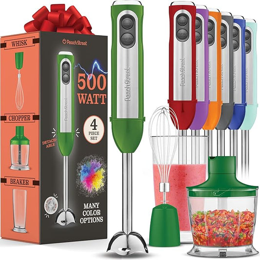 Multi-Use Immersion Blender Set, Hand Blender with Powerful Copper Motor 800W, High Speed, Turbo Mode, 3-in-1 Handheld Blender Stick Stainless Steel Blades, Whisk, Beaker, Measuring Marks, and Chopper