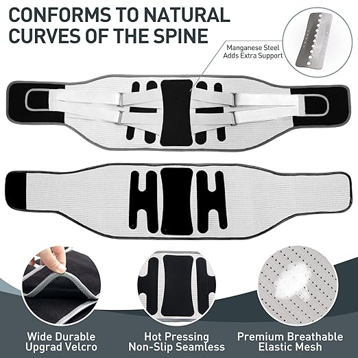 Back Braces for Lower Back Pain Relief with large support plate, Breathable Back Support Belt for Men/Women for work, for Herniated Disc, Sciatica
