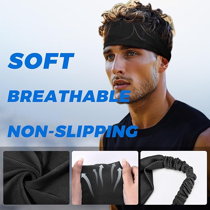 Sukeen Cooling Headband for Men Women, Instant Cooling Running Headband, Sweat Headbands for Workout, Sports Headbands for Yoga, Golf, Gym, Camping, Tennis, 20 inches