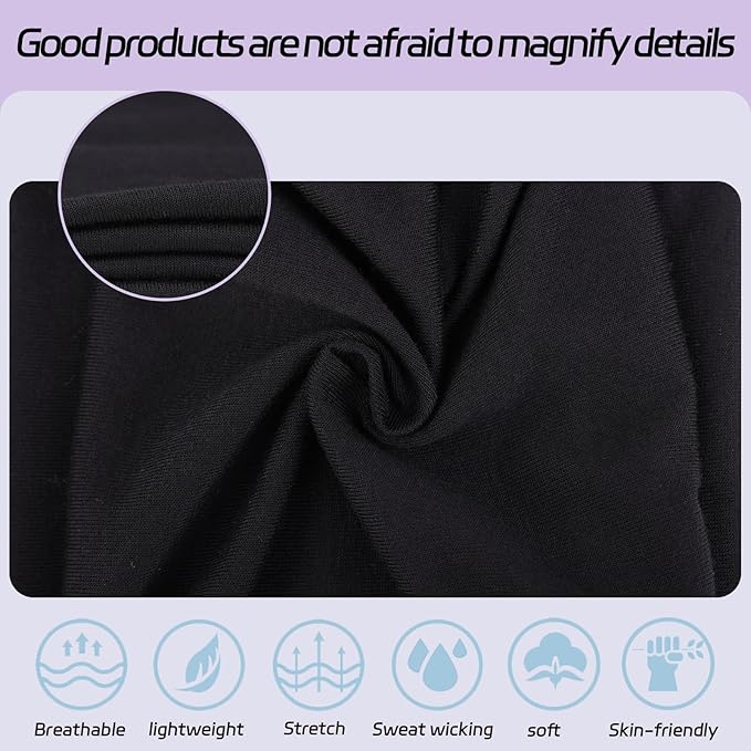 XTREND 6 Pcs Wide Headbands for Women Extra Large Turban Stretch Fashion Headband Boho Hair Band Workout Running Sport Hairband Girls Accessories (Black, Coffee, Army Green, White, Pink, Bluen)