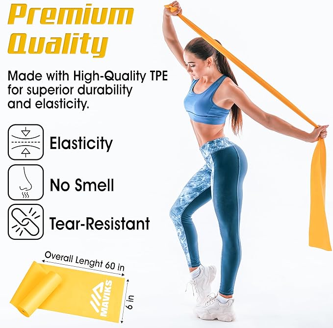 Exercise Resistance Bands for Working Out Set of 5 for Women and Men, Stretch Bands for Exercise, Physical Therapy, Arms Legs Workout, Stretching, Home Fitness