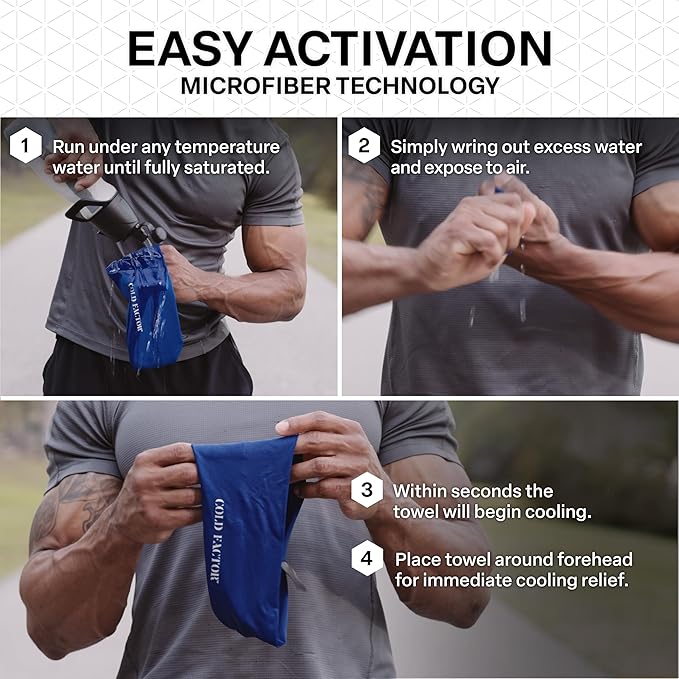 COLD FACTOR Instant Cooling Headband 3 Pack | Advanced Evaporative Comfort for Sports & Outdoor | UPF 50+ Protection | Long-Lasting Coolness | Ideal for Fitness, Hiking, Yoga, & Running