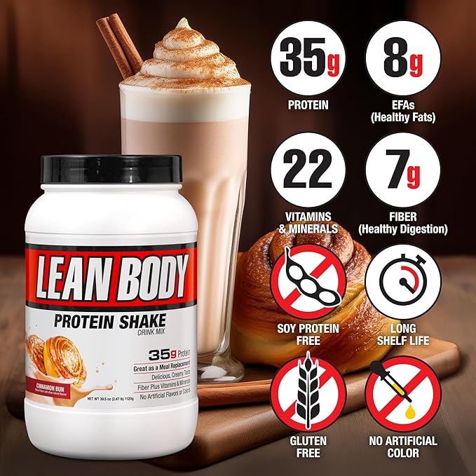 Labrada Nutrition Lean Body Hi-Protein Meal Replacement Shake, Cinnamon Bun, 2.47 Pound Packaging May Vary